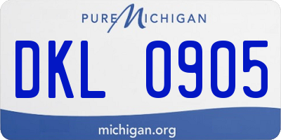 MI license plate DKL0905