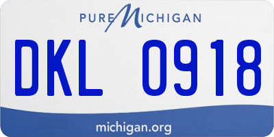 MI license plate DKL0918