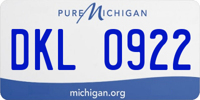 MI license plate DKL0922