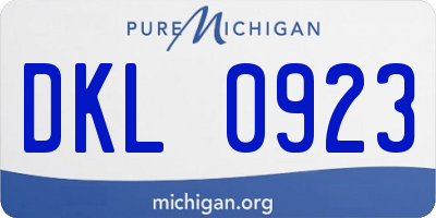MI license plate DKL0923