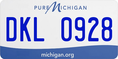 MI license plate DKL0928