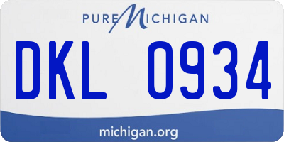 MI license plate DKL0934