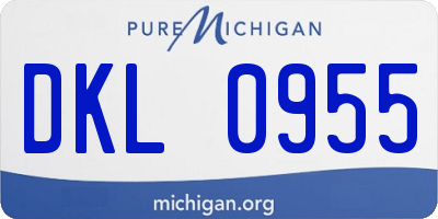 MI license plate DKL0955