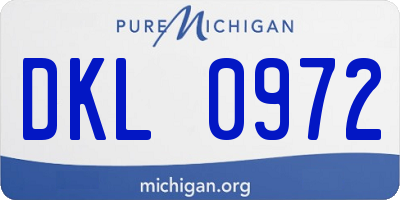 MI license plate DKL0972