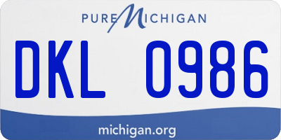 MI license plate DKL0986