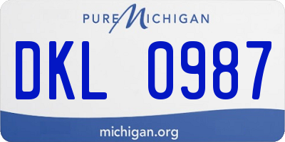 MI license plate DKL0987