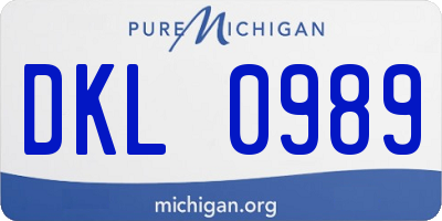 MI license plate DKL0989
