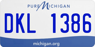 MI license plate DKL1386