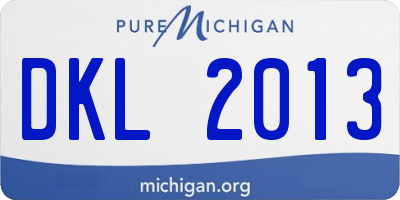 MI license plate DKL2013