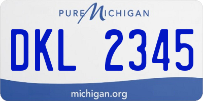 MI license plate DKL2345