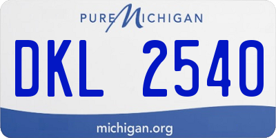 MI license plate DKL2540