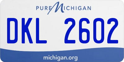 MI license plate DKL2602