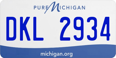 MI license plate DKL2934