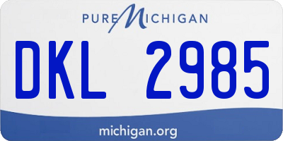 MI license plate DKL2985