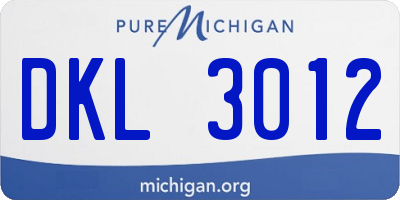 MI license plate DKL3012