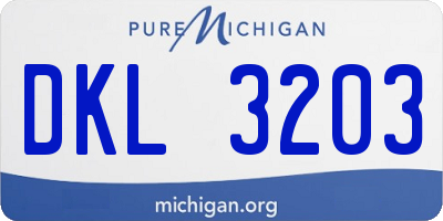 MI license plate DKL3203