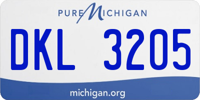 MI license plate DKL3205