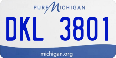MI license plate DKL3801