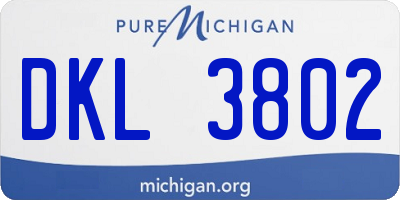 MI license plate DKL3802