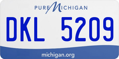 MI license plate DKL5209