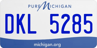 MI license plate DKL5285