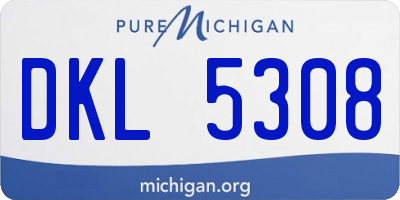 MI license plate DKL5308