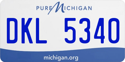 MI license plate DKL5340