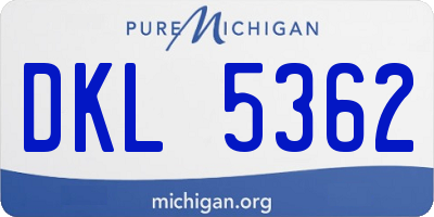 MI license plate DKL5362