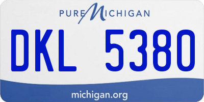 MI license plate DKL5380