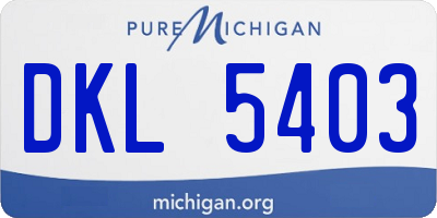 MI license plate DKL5403