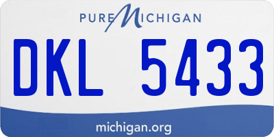 MI license plate DKL5433