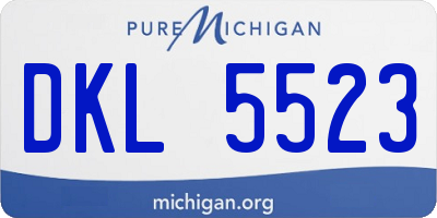 MI license plate DKL5523