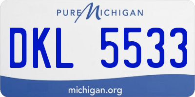 MI license plate DKL5533