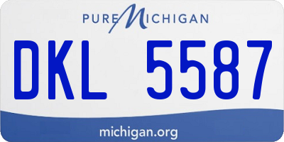 MI license plate DKL5587