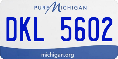 MI license plate DKL5602