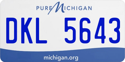 MI license plate DKL5643