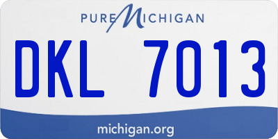 MI license plate DKL7013