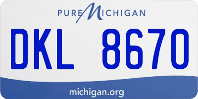 MI license plate DKL8670