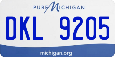 MI license plate DKL9205