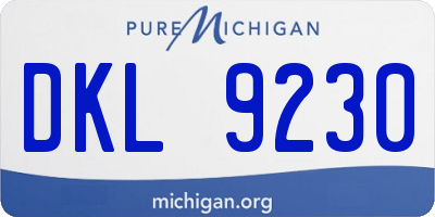 MI license plate DKL9230