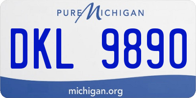 MI license plate DKL9890