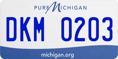 MI license plate DKM0203