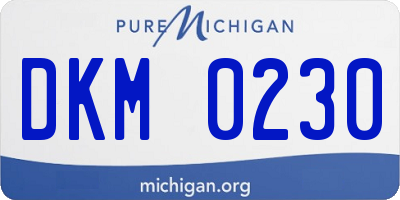 MI license plate DKM0230