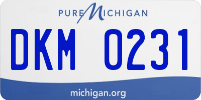 MI license plate DKM0231