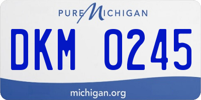 MI license plate DKM0245