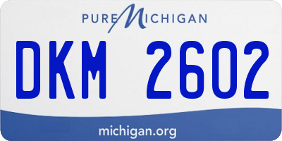 MI license plate DKM2602