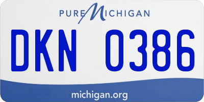 MI license plate DKN0386