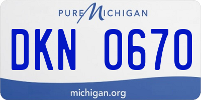MI license plate DKN0670
