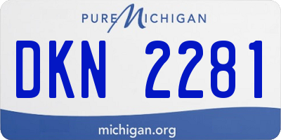 MI license plate DKN2281