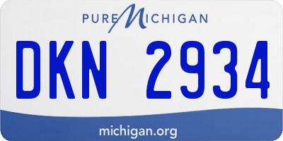 MI license plate DKN2934
